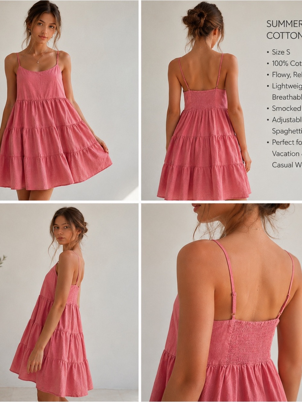 Wrangler Pink Tiered Spaghetti-Strap Dress